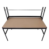 thumbnail of Inpakstation HWC-J84, inpaktafel werktafel, in hoogte verstelbare zwenkwielhouder, hout staal 183x183x90cm, zwart