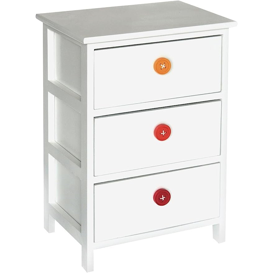 King Home Cassettiera Bottoni Colorati 40x29x58h cm Bianca