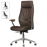 thumbnail of FineBuy Bürostuhl Echt-Leder Braun Schreibtischstuhl Chefsessel Drehstuhl 120KG