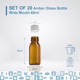 thumbnail of 20x Lege Amberkleurige Glazen Flessen van 60 ml met Kunststof Dop – Flessen voor Essentiële Oliën en Cosmetica