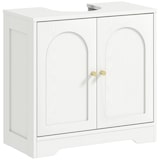 thumbnail of HOMCOM mueble bajo lavabo mueble de baño con 2 puertas con diseño de arco estante ajustable tiradores dorados 60x30x65 cm blanco