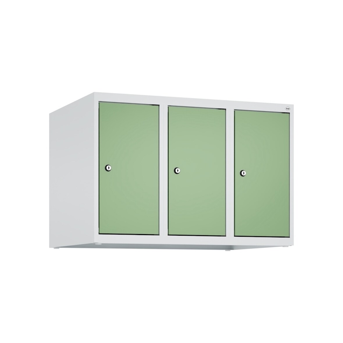 C+P Aufsatzschrank Classic PLUS, 3 Abteile, HxBxT 50x75x50cm, Zylinderschloss, Hellgrau/Resedagrün von PROREGAL