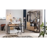 thumbnail of Möbilia Schreibtisch mit Schubladen | Platte MDF in Akazie-Optik | Metallgestell | B140 x T60 x H71 cm | natur-schwarz