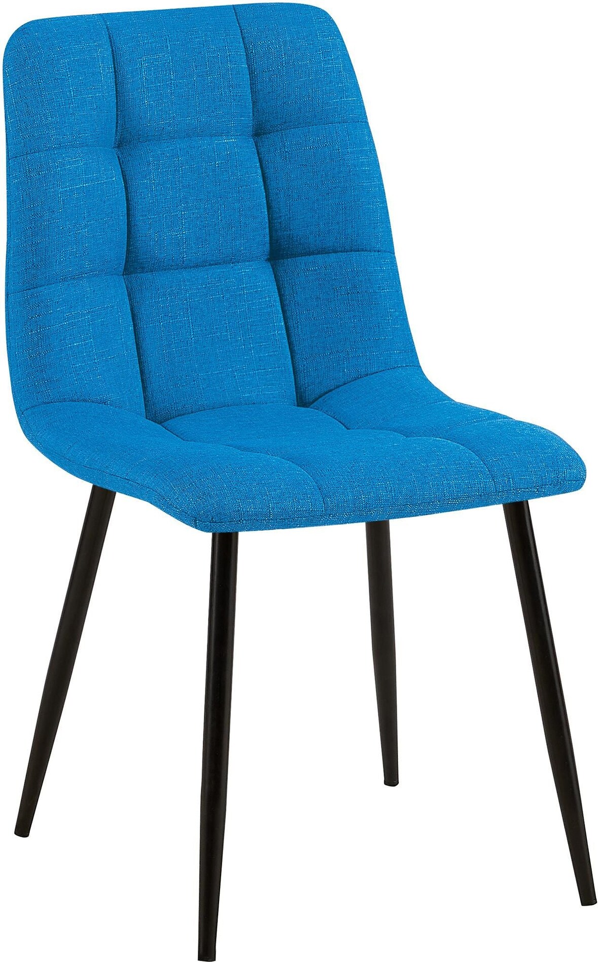 Décoshop26 - Esszimmerstuhl x1 mit quadratischen Ziernähten aus türkisfarbenem Stoff und schwarzem Metall 10_0002144