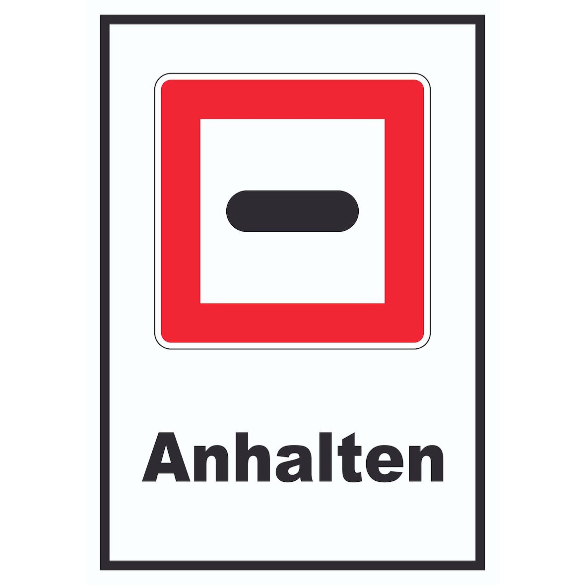 Anhalten Schild mit Symbol und Text Stopp A5 Rückseite selbstklebend