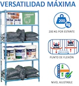 thumbnail of SimonRack Metallregal, 1500x1200x300 mm, 4 Ebenen, Metallboden, 200 kg Biegepunkt, Blau/Weiss - Simonclick