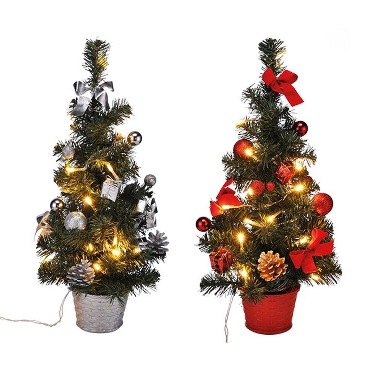 Künstlicher Weihnachtsbaum 40 cm mit LED Beleuchtung und Deko