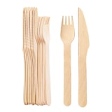 thumbnail of Holzbesteck Set Einweg - 10 Messer (16,5cm) + 10 Gabeln (16cm) - Holz Besteck einzeln verpackt