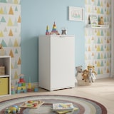 thumbnail of Mobiletto bianco salvaspazio 45×85×38 cm con anta e ripiano regolabile, già assemblato per bagno, lavanderia o ingresso.