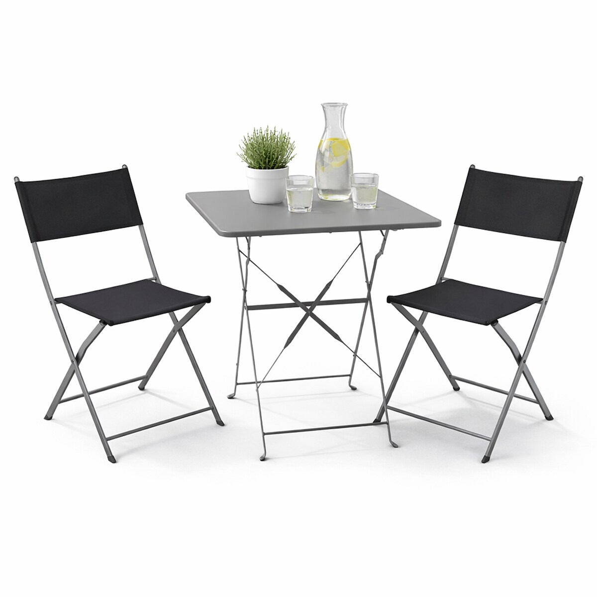 3tlg Bistroset Gartenmöbelset Outdoormöbel Balkon Anthrazit klappbar
