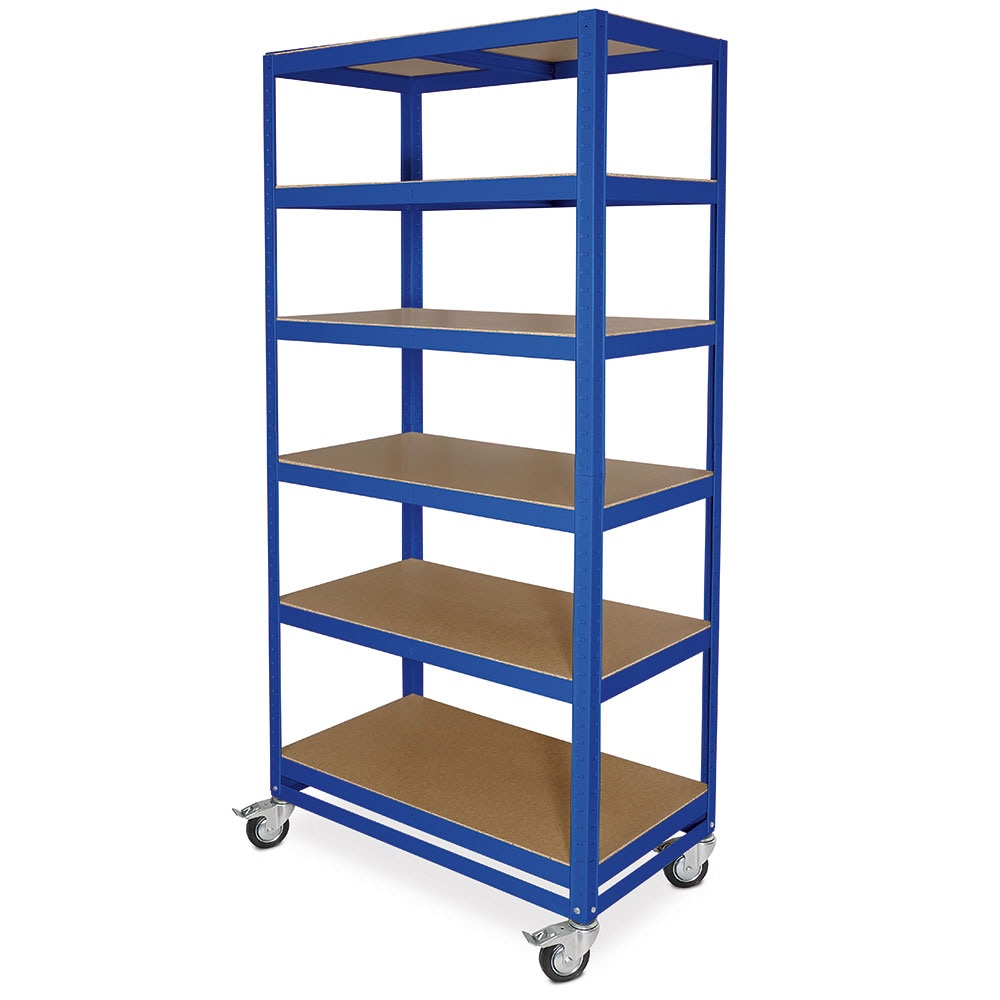 Regalwagen/Kommissionierregal mit 6 Ebenen, Tragkraft 200 kg, BxTxH 900 x 500 x 1905 mm, blau, RAL 5010