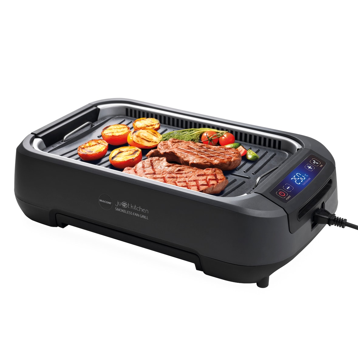 MACOM Smokeless Fan Grill - Grill ventilato anti-fumo. Antracite, nero