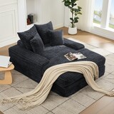 thumbnail of Chaiselongue Relaxliege Cordstoff 4 Kissen Memory-Schaum Ergonomisch Sofaliege 137x175x63 Wohnzimmer Grau Ohne Montage