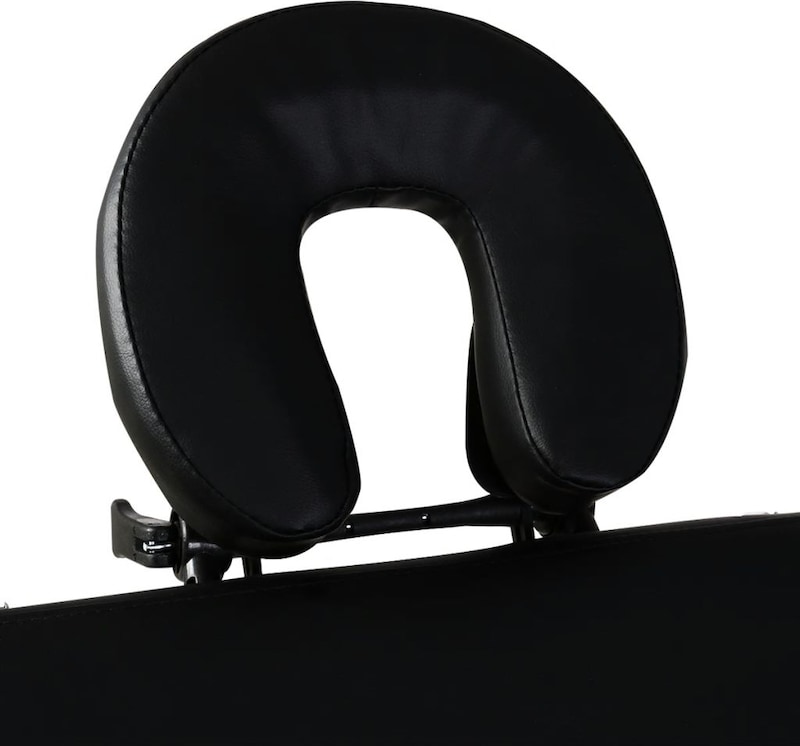 Ein schwarzes Kopfkissen für Massageliegen.