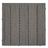 thumbnail of Pavimento in WPC HWC-E19, balcone/terrazzo effetto legno, struttura 3D lineare ~ marrone antico, 4x 50x50cm = 1mq