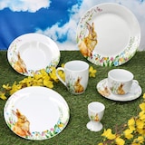 thumbnail of 18tlg Kaffeeservice Osterfreude Porzellan 6 Pers Tassen Untertassen Teller Hase