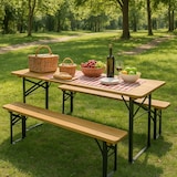 thumbnail of WellHome - Tuintafelset van 100% dennenhout met metalen poten