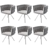 thumbnail of Merax Samt-Esszimmerstuhl, 6er set, Schlafzimmer-Drehstuhl, 360° drehbar Freizeit-Drehstuhl mit vier Stützbeinen aus Metall, Grau+Silber
