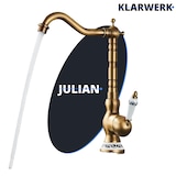 thumbnail of JULIAN | Premium Vintage Küchenarmatur Messing Gold | Edelstahl Retro Wasserhahn Mischbatterie Küche Gastro | 360° drehbar 2 Anschlüsse