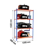 thumbnail of Maderclick schraubenloses Metallregal 4 Böden. Farbe blau/orange/holz 1500x1200x400 mm
