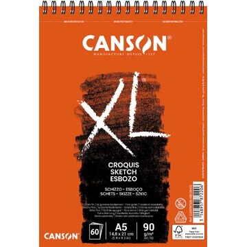CANSON Album de 60 feuilles de papier dessin CROQUIS XL spirale 90g A5