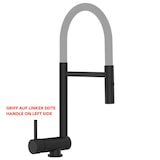 thumbnail of Unterfenster Wasserhahn Umklappbar 6 CM Schwarz Matt Küchenarmatur, 360° schwenkbarem Grau Auslauf und abnehmbare 2 Strahl Handbrause - LINKER HEBEL