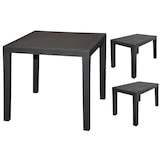 thumbnail of Gartenmöbel Balkonmöbel Tisch + 2 Bänke Set Rattan Kunststoff Anthrazit Bistro