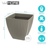 thumbnail of WellHome - Blumentopf aus rotationsgeformtem Kunststoff 39L Ø40x40cm in farbe Mokka - Latia Square MIDL