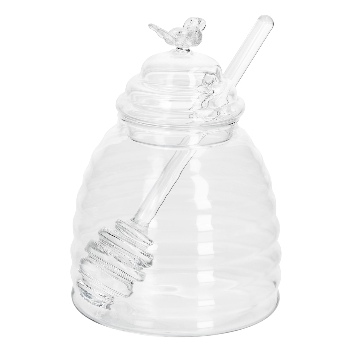 3tlg Set Honig 400ml Bienchen-Deckel Honiglöffel Glasbehälter Rührstab Aufbewahrung Geschenkidee