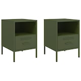 thumbnail of Tables de chevet 2 pcs vert olive 36x39x50,5 cm acier – Modèle Jasmin