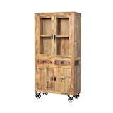 thumbnail of SIT Möbel Vitrinekast op wielen | mangohout gelakt | 4 deuren, 2 laden | naturel antiek | B 90 x D 40 x H 180 cm | 01904-04 | Serie RUSTIC