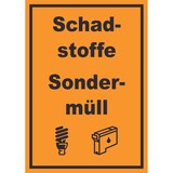 thumbnail of Schadstoffe Sondermüll Mülltrennung Schild Text Symbol Lack Tinte hochkant A3 Rückseite selbstklebend