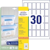 thumbnail of Avery Zweckform L7975-25 Tiefkühl-Etiketten, 30 x 50 mm, kälteresistentes Papier, 25 Bogen/750 Etiketten, weiß