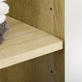 thumbnail of Columna auxiliar de baño armario alto de baño con 4 puertas 2 estantes abiertos y estantes ajustables estilo moderno 53x33,5x195,7 cm blanco y roble