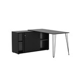 thumbnail of Möbelpartner Eckschreibtisch Zebra | HxBxT 74x129,5x145cm | Aktenschrank mit 2 Fächern & 2 abschließbare Schiebetüren | Schwarz von PROREGAL