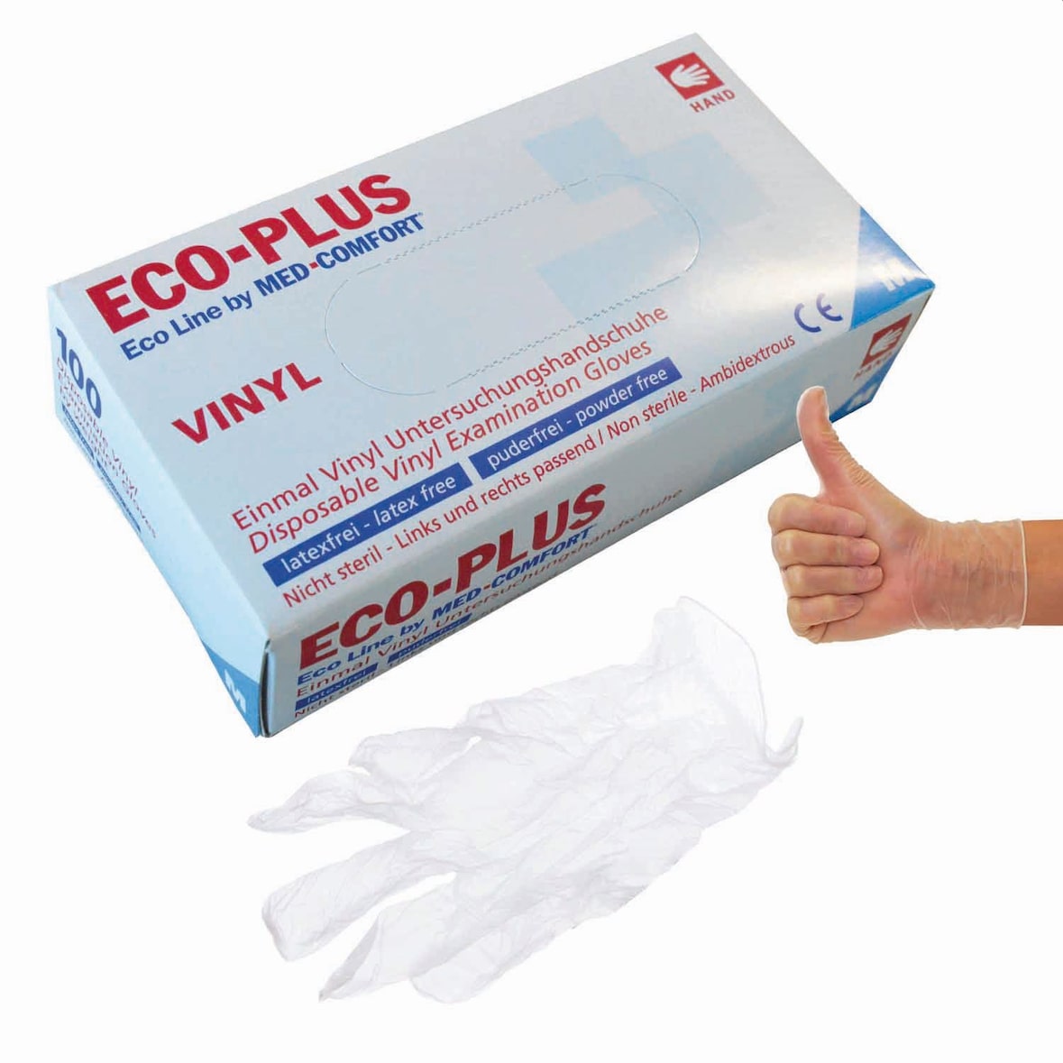 ECO-PLUS 5 24 63 03 Einmalhandschuhe - Größe L, 100 Stück, Vinyl, weiß