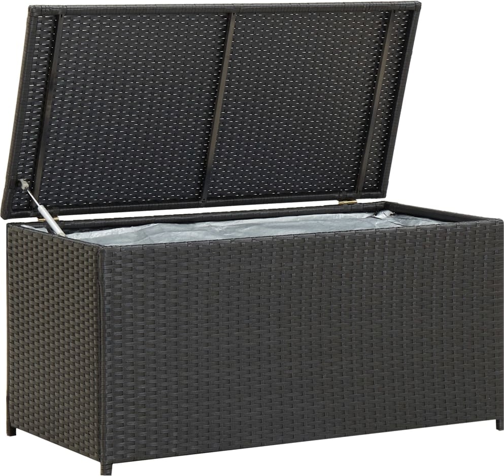 Helloshop26 - Gartenaufbewahrungsbox/Box aus gewebtem Kunstharz 100 x 50 x 50 cm schwarz 02_0013118
