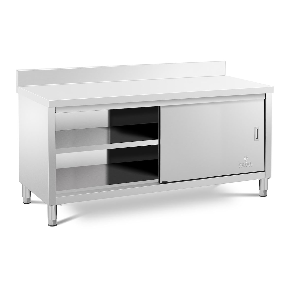 Helloshop26 - Base in acciaio inox piano di lavoro per cucina ante scorrevoli con paraschizzi 180 x 70 cm portata 600 kg 14_0005092