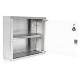 thumbnail of Relaxdays Medizinschrank EMERGENCY, Edelstahl/Glas, HxBxT:30x30x12cm, abschließbar, 2 Ablagen, Apothekerschrank, silber