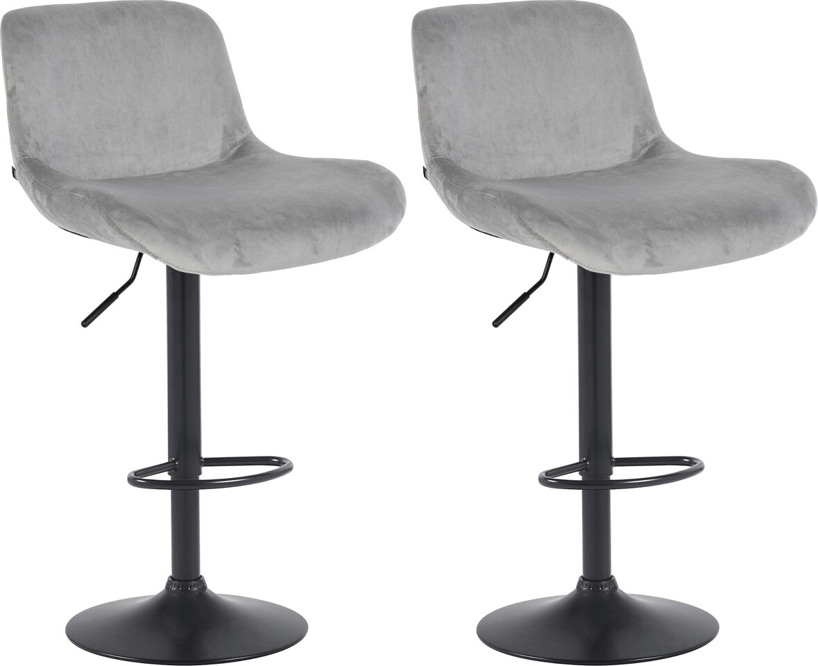 CHEFGASTRO 2er Set Barhocker GINZA Schwarz Samt HxBxT 85x50x50cm Grau Barstuhl