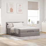 thumbnail of vidaXL Ottomanische Bett mit Matratze & LEDs Taupe 140x190 cm Stoff