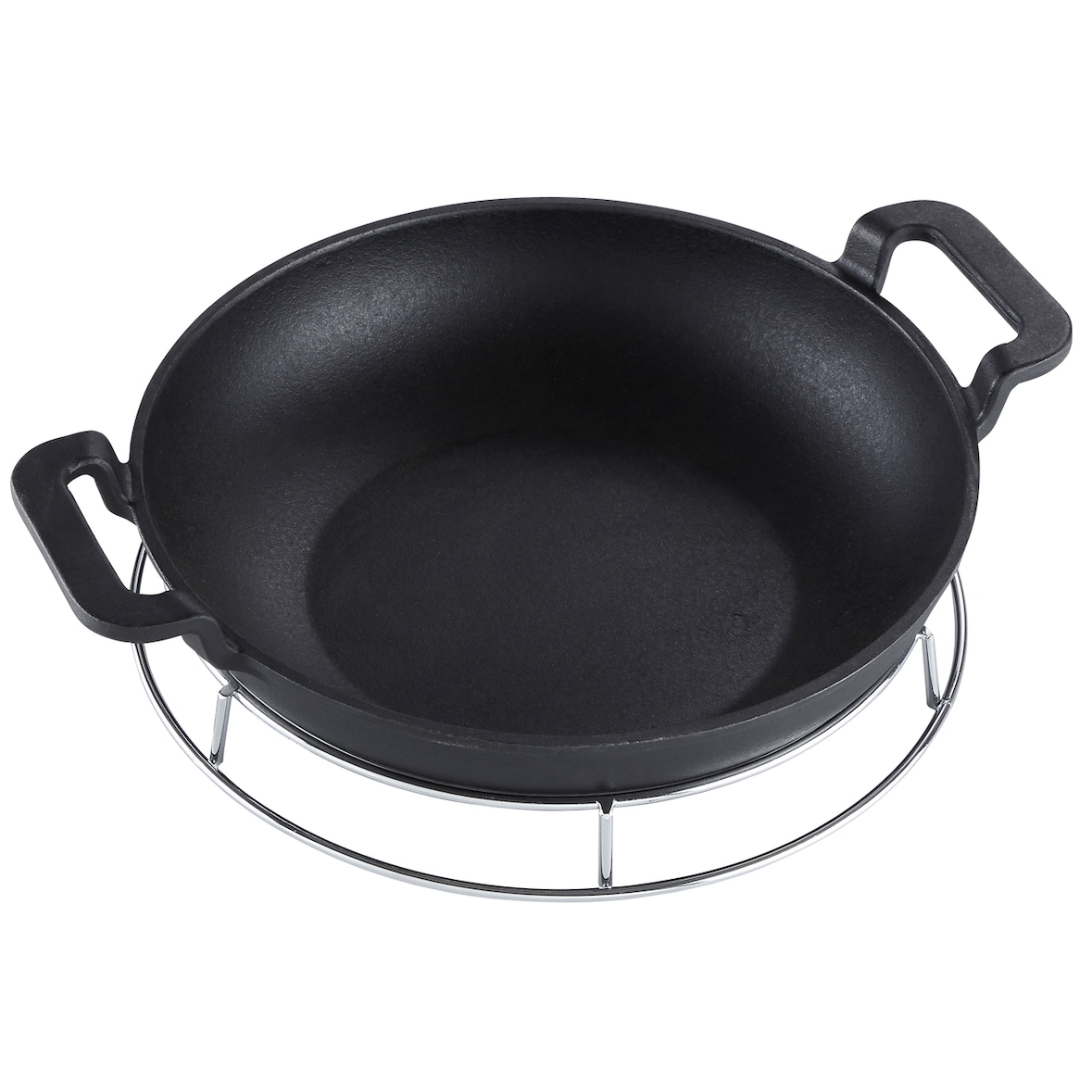 Tarrington House BBQ grill wok, gietijzer, Ø 30 x 7 cm, geëmailleerd, zwart