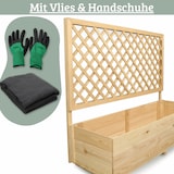 thumbnail of Pflanzkasten mit Rankgitter THIO Inkl. Vlies & Handschuhe, Hochbeet mit Rankhilfe Blumenkasten für Kletterpflanzen hängende Körbe, 128cm Breit