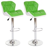 thumbnail of 2er-Set Barhocker HWC-A92, Barstuhl Tresenhocker, höhenverstellbar Kunstleder ~ grün
