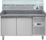 thumbnail of 2-türige Pizzatheke + Kühlvitrine. Platte aus Granit. Struktur aus rostfreiem Stahl. Temperatur: Theke -2/+8°C Vitrine +2/+8°C. PrismaFood DB2600TN
