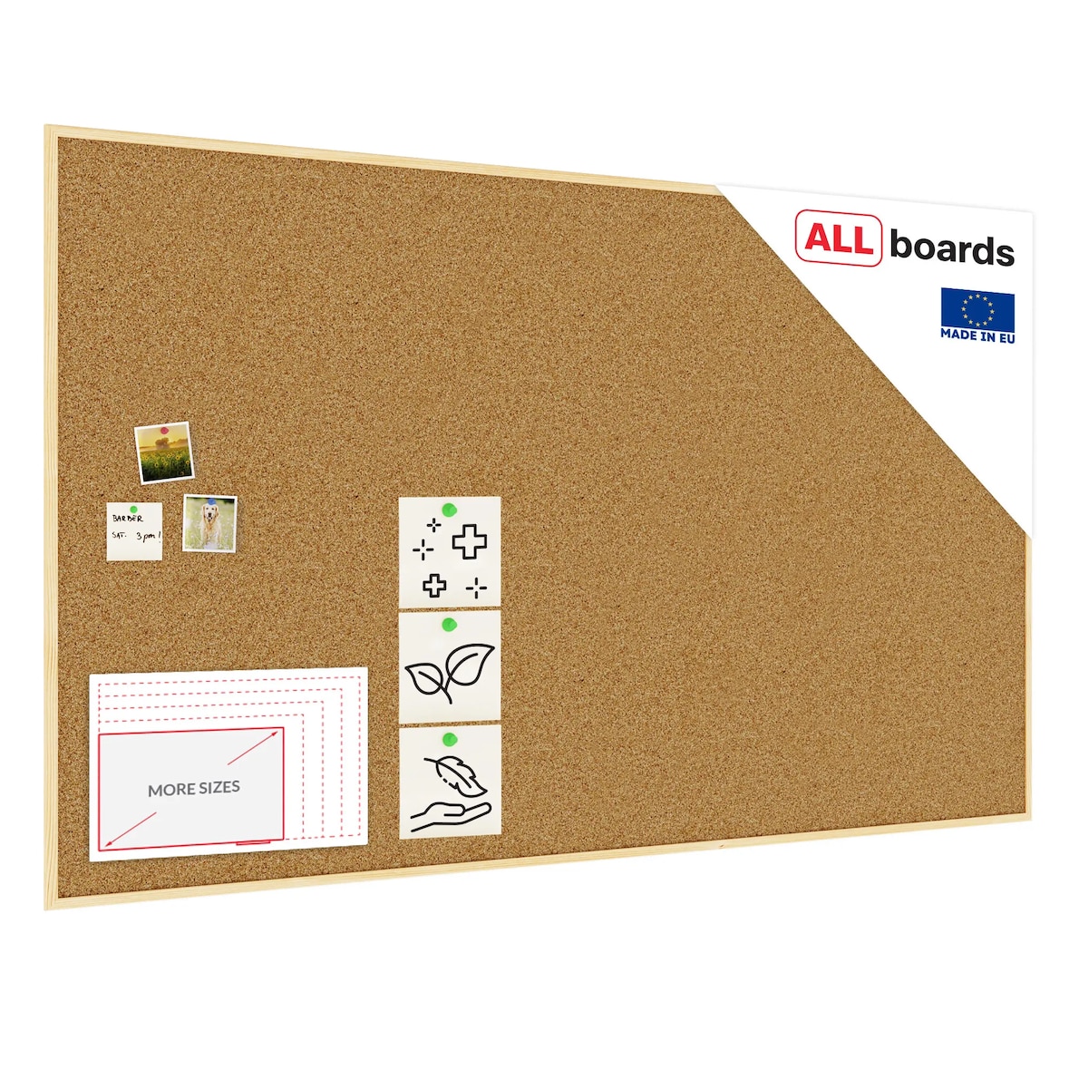 ALLBoards Tableau en Liège avec Cadre en Bois 200x120cm