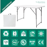 thumbnail of Mesa dobrável sólida para uso público, 120 x 60 x 48/61/74 cm, altura ajustável. Portátil, tampo de mesa em HDPE, The HomeWeeks