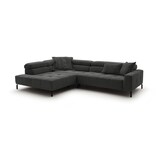 thumbnail of KAWOLA Sofa OHIO Ecksofa Feincord anthrazit mit motorischem Sitzvorzug Recamiere links