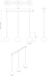 thumbnail of Edolo Pendelleuchte aus Metall und bernsteinfarbenem Borosilikatglas, 3 x E27 40 W, IP20, elegantes Design für Innenräume - Edolo