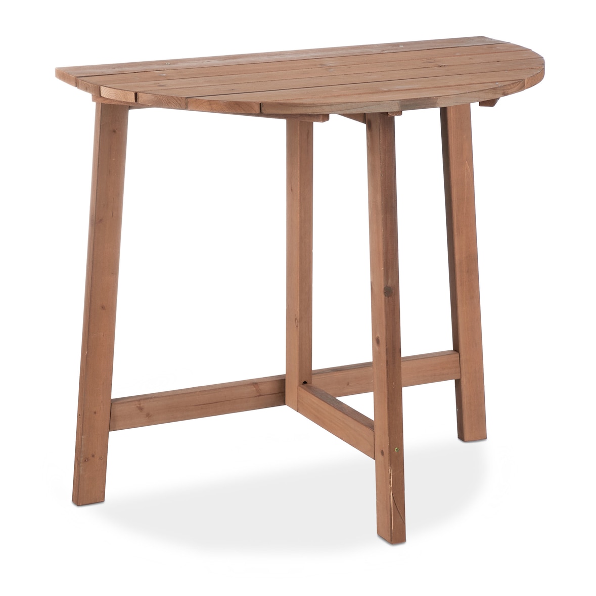 Relaxdays Klapptisch, halbrund, HxBxT: 74 x 80 x 50 cm, Balkon, Terrasse & Garten, Holz, Outdoor, Wandklapptisch, braun